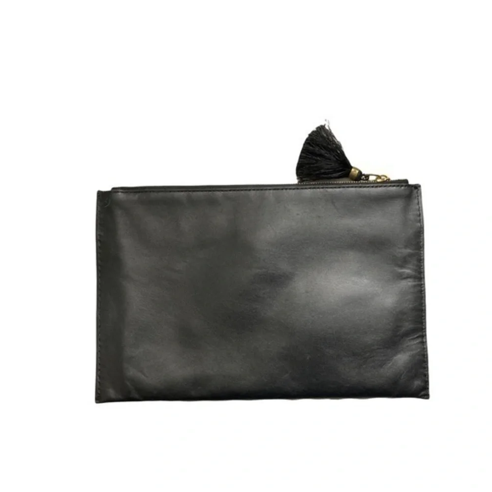 J. Crew calf hair and leather combo clutch bag leopard print
